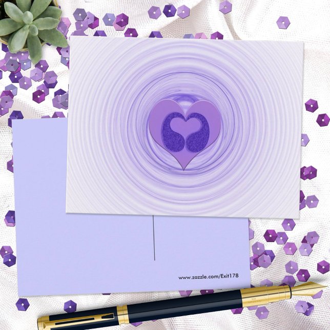 Carte Postale Vous manque Cœur Violet Double Spirale Art (Créateur téléchargé)