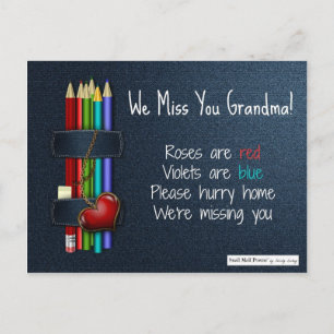 Carte Postale Vous Manquez Grand-Mère : Les roses sont le poème 