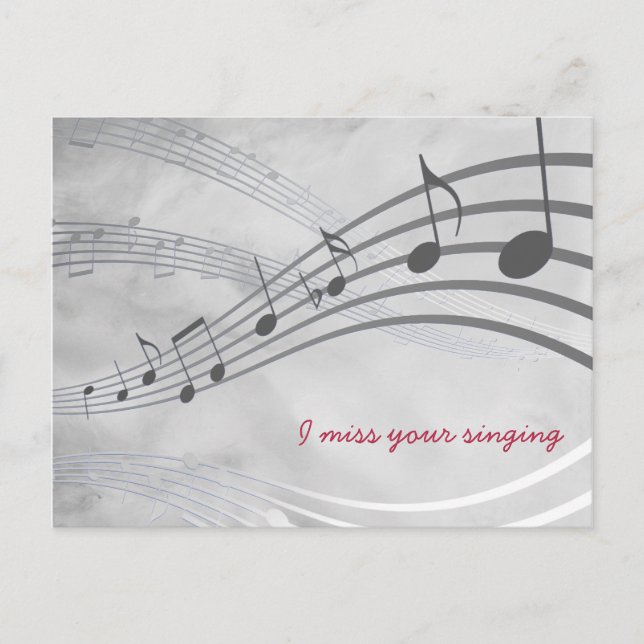 CARTE POSTALE VOUS MANQUEZ VOS ÉTIQUETTES DE MUSIQUE TRÈS GRISES (Devant)