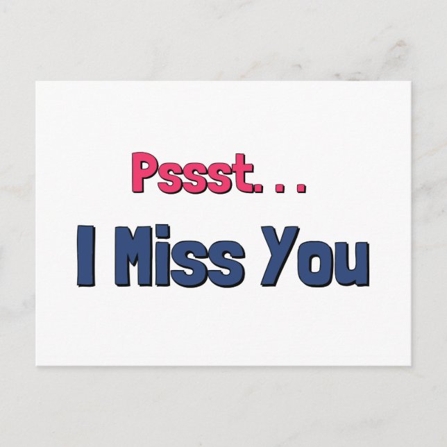 Carte Postale Vous me manquez rose et bleu (Devant)