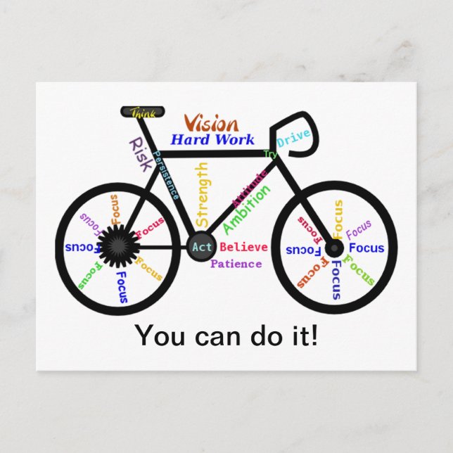 Carte Postale Vous pouvez le faire, Vélo Motivationnel, Vélo (Devant)