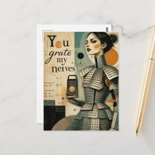 Carte Postale Vous râlez mes nerfs Râpe à fromage Fantaisie