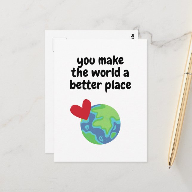 Carte Postale Vous rendez le monde meilleur (Devant/Arrière en situation)