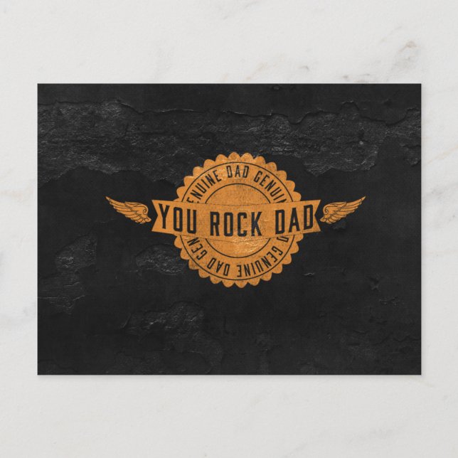 Carte Postale Vous Rock Papa Orange Black Emblem (Devant)
