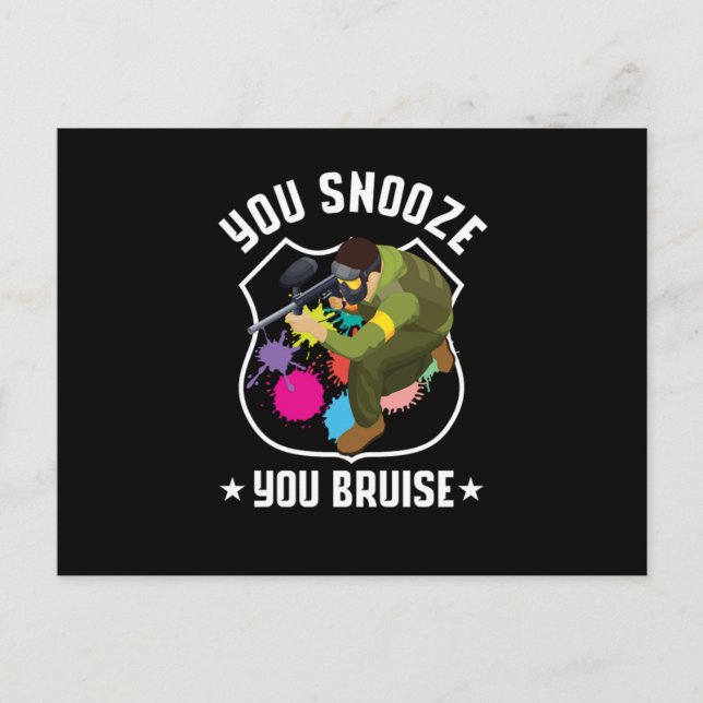Carte Postale Vous Snooze You Bruise Paintball Player Marker Cad (Devant)