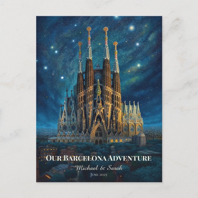 Carte Postale Voyage à Barcelone personnalisé | Sagrada Familia (Devant)