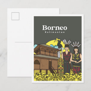 Carte Postale Voyage à Bornéo Dayak Kalimanta Indonésie