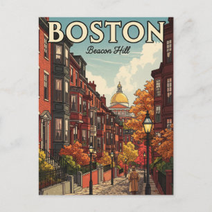 Carte Postale Voyage à Boston Beacon Hill vintage