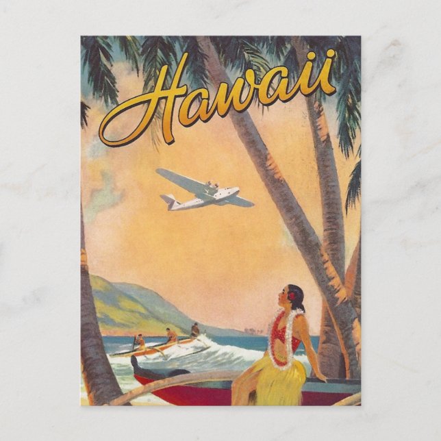 Carte Postale Voyage à Hawaï vintage (Devant)