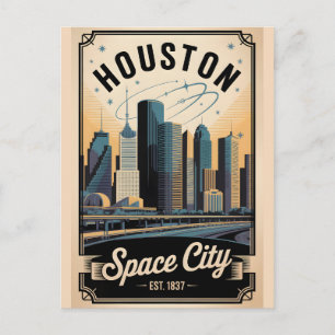 Carte Postale Voyage à Houston Texas Space City Rétro