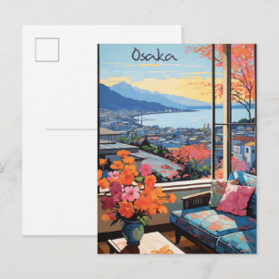 Carte Postale Voyage à Osaka Japon Ville Peinture Esthétique