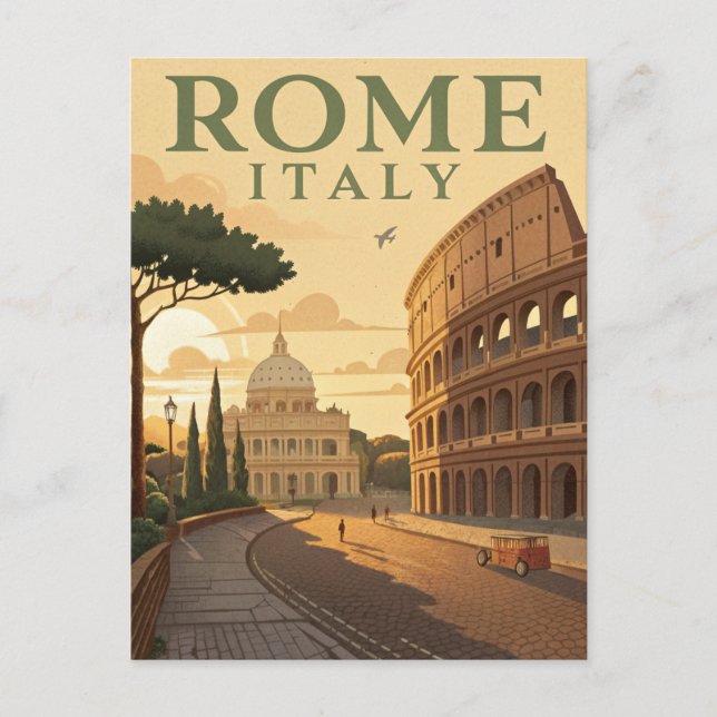 Carte Postale Voyage à Rome Vintage (Devant)