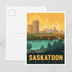Carte Postale Voyage à Saskatoon Canada Vintage 