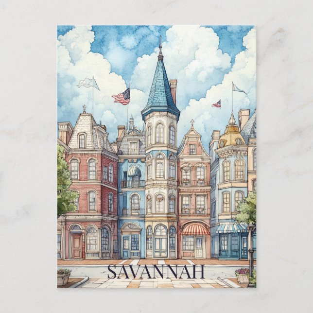 Carte Postale Voyage à Savannah Géorgie (Devant)
