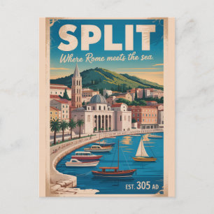 Carte Postale Voyage à Split Croatie Cité Rétro