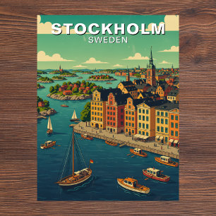 Carte Postale Voyage à Stockholm en Suède sur le front de mer
