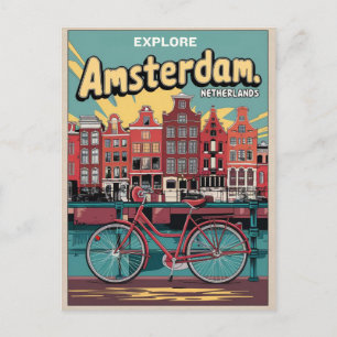 Carte Postale Voyage Amsterdam hollande vélos cadeaux vintage