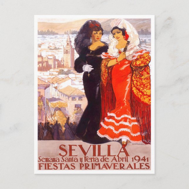 Carte Postale voyage ancien Séville Espagne 1941 (Devant)