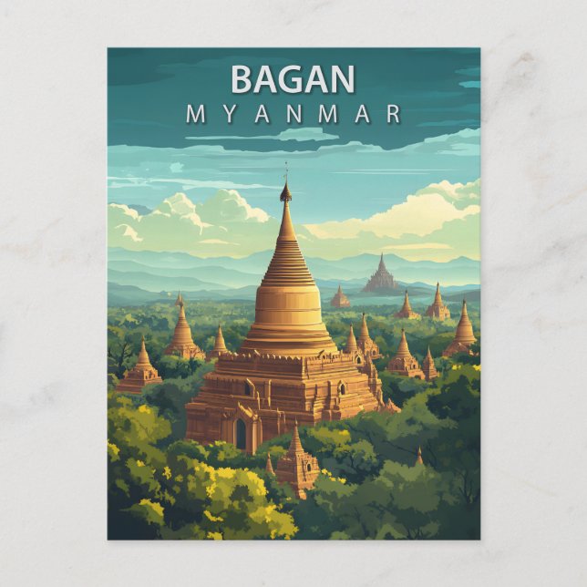 Carte Postale Voyage au Bagan Myanmar (Devant)