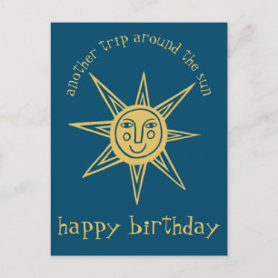 Carte Postale Voyage autour du soleil JOYEUX ANNIVERSAIRE PERSON