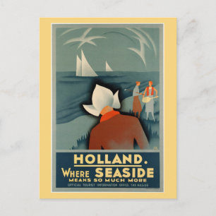 Carte Postale Voyage balnéaire vintage en Hollande en 1930