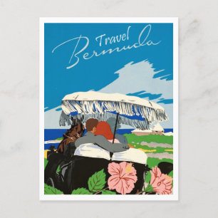 Carte Postale Voyage Bermudes, Getaway romantique, Coloré