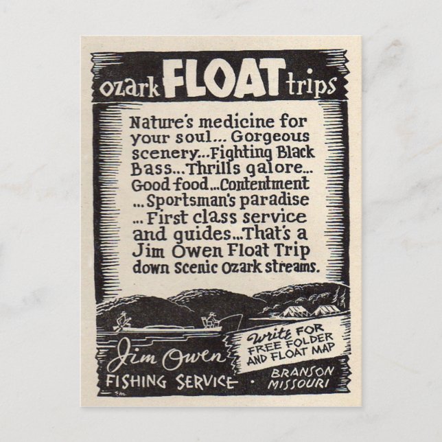 Carte Postale Voyage Branson Missouri de flotteur de JIM Owen (Devant)