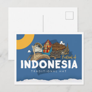 Carte Postale Voyage Chapeau Traditionnel Indonésie