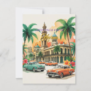 Carte Postale Voyage Cuba vintage - Salutations de La Havane