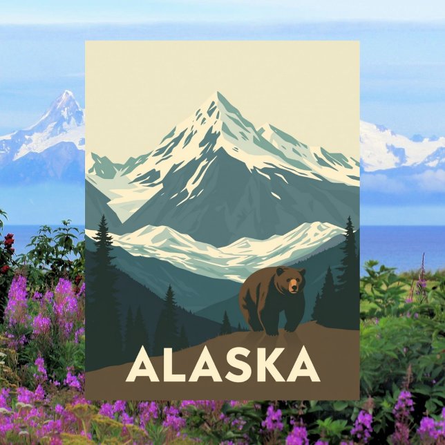Carte Postale Voyage dans l'Alaska sauvage d'antan (Vintage Alaska Wilderness Travel Postcard)