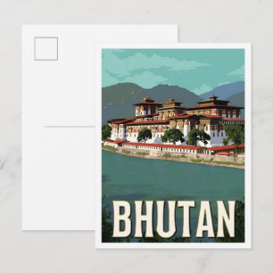 Carte Postale Voyage dans l'art vintage du Bhoutan