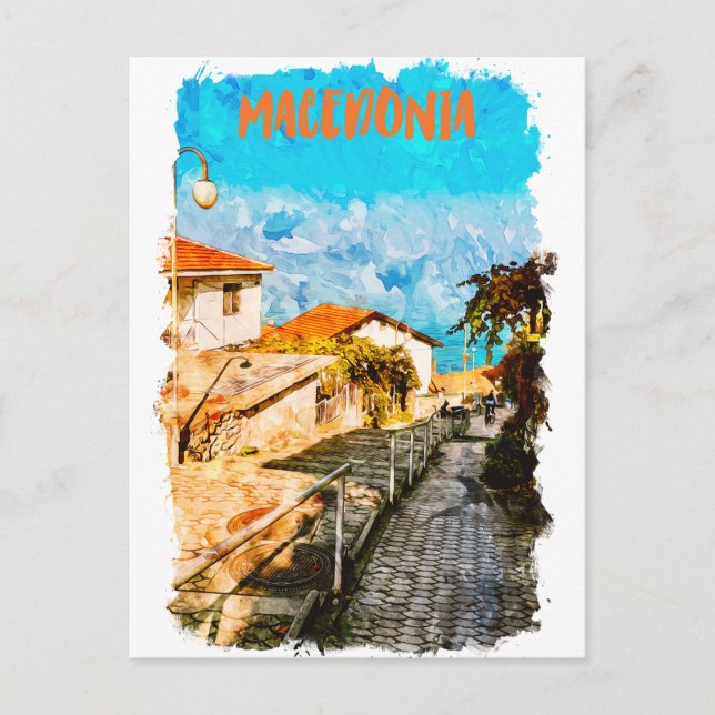 Carte Postale Voyage d'aquarelle balkanique en Macédoine (Devant)