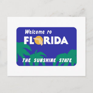 Carte Postale Voyage de bienvenue en Floride - USA Road Sign