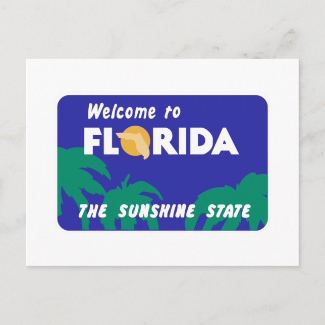Carte Postale Voyage de bienvenue en Floride - USA Road Sign (Devant)