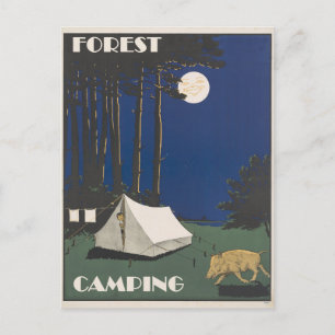 Carte Postale Voyage de camping en forêt vintage