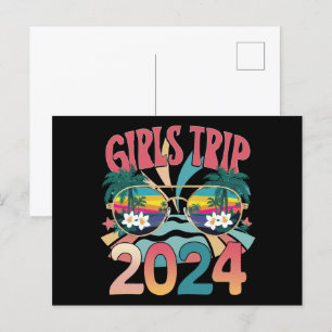 Carte Postale Voyage de filles Groovy 2024 Week-end Été Plage 
