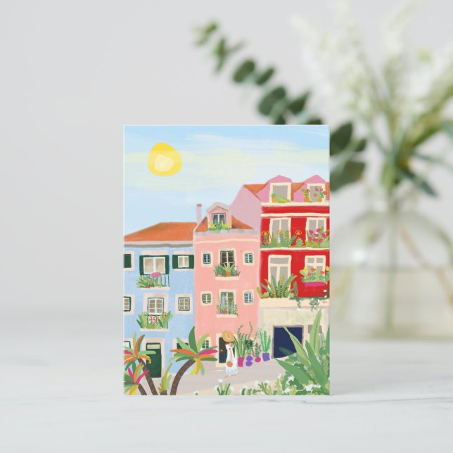 Carte Postale Voyage de Lisbonne coloré (Debout devant)