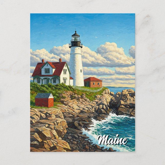 Carte Postale Voyage du phare du Maine (Devant)
