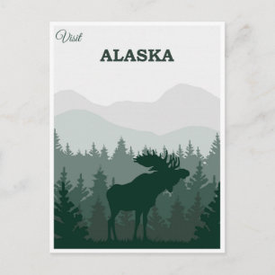Carte Postale Voyage en Alaska Nature Élan Vintage