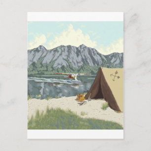 Carte Postale Voyage en avion et pêche en Alaska Bush