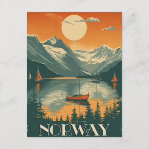Carte Postale Voyage en Norvège vintage