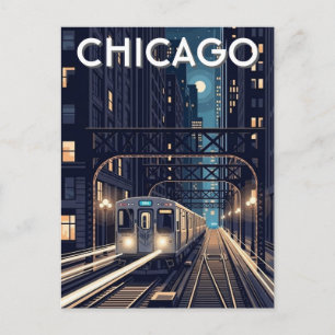 Carte Postale Voyage en train L Chicago Illinois