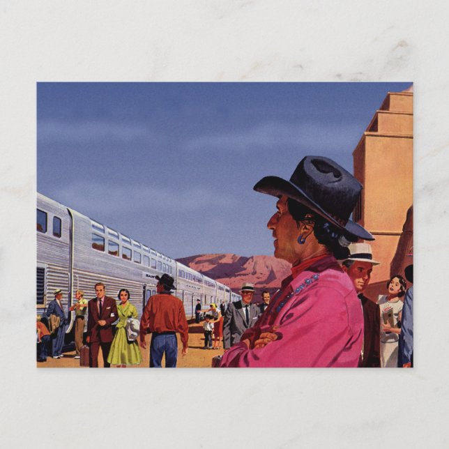 Carte Postale Voyage en train vintage (Devant)
