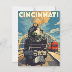Carte Postale Voyage en train Vintage Cincinnati