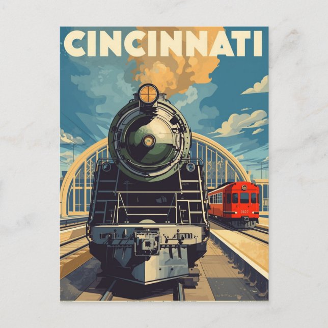 Carte Postale Voyage en train Vintage Cincinnati (Devant)