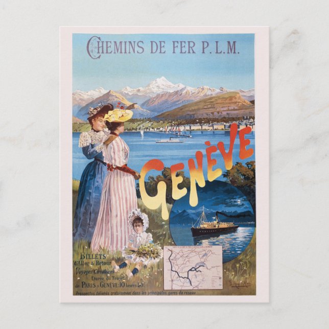Carte Postale Voyage ferroviaire vintage Suisse Lake Geneva (Devant)
