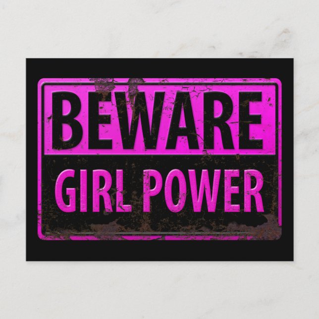 Carte Postale VOYAGE Fille Power - Panneau en métal noir rose Da (Devant)