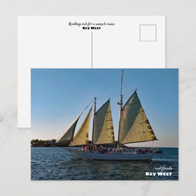 Carte Postale Voyage | Floride - Croisière en voilier au coucher (Devant / Derrière)