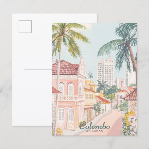 Carte Postale Voyage Illustration de Colombo Sri Lanka Gouache
