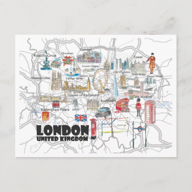 Carte Postale Voyage illustré à Londres (Devant)